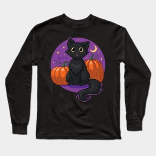 Kitty Blep and Pumpkins Long Sleeve T-Shirt